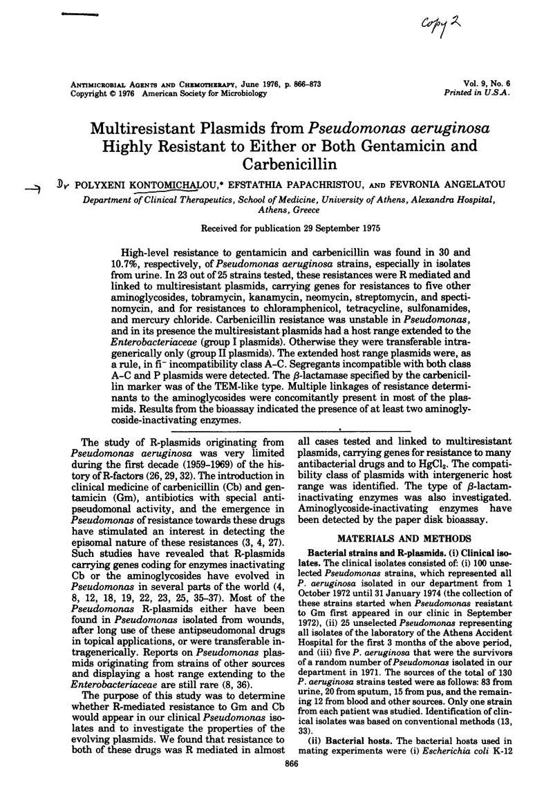 X029 Antimicrob Agents and Chemo June 1976